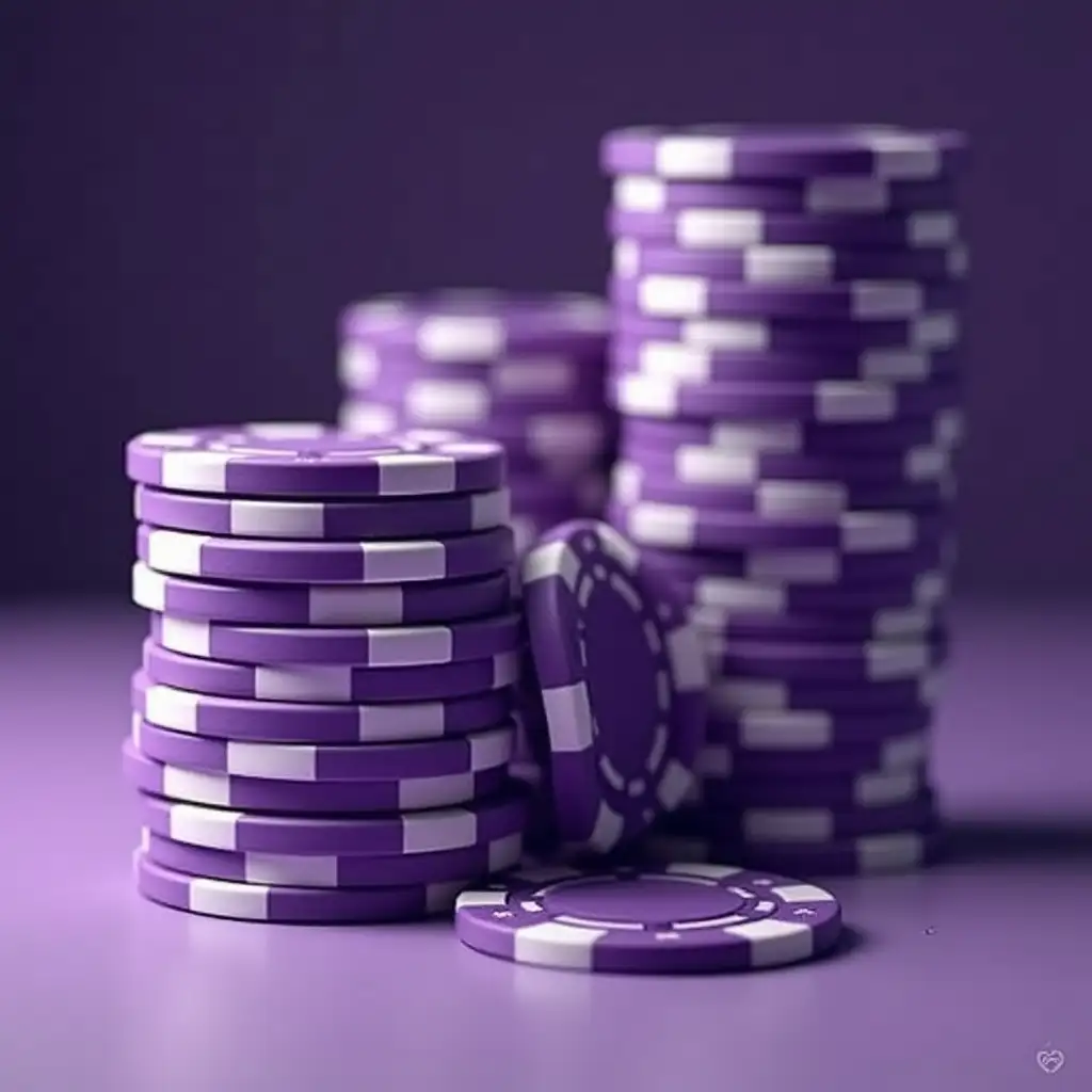 Stacked Purple and White Casino Chips in HD Realistic Style