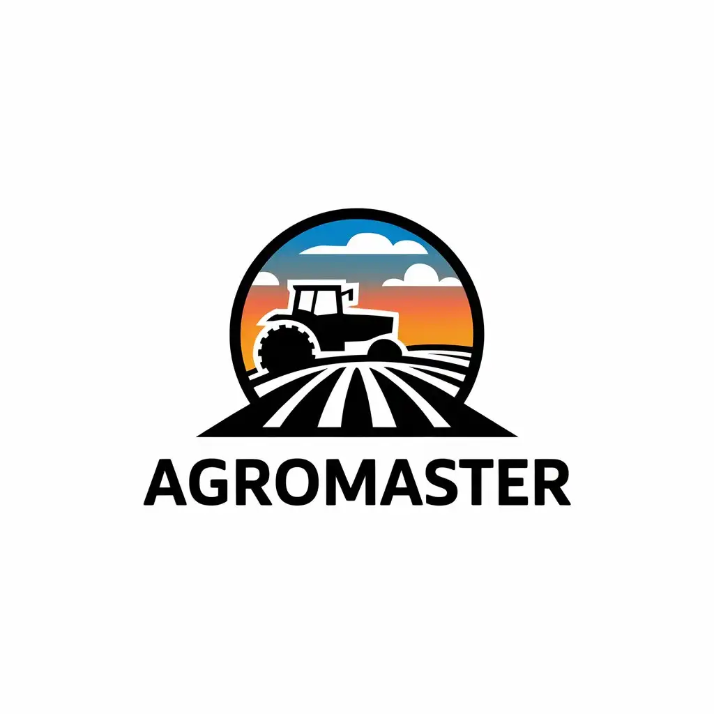 LOGO-Design-for-AGROMASTER-Tractor-Field-Sun-Sky-Theme-in-Automotive-Industry