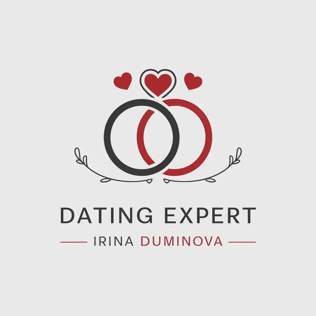 a vector logo design,with the text "Dating expert Irina Duminova", main symbol:Heart of the ring,complex,be used in Acquaintances industry,clear background