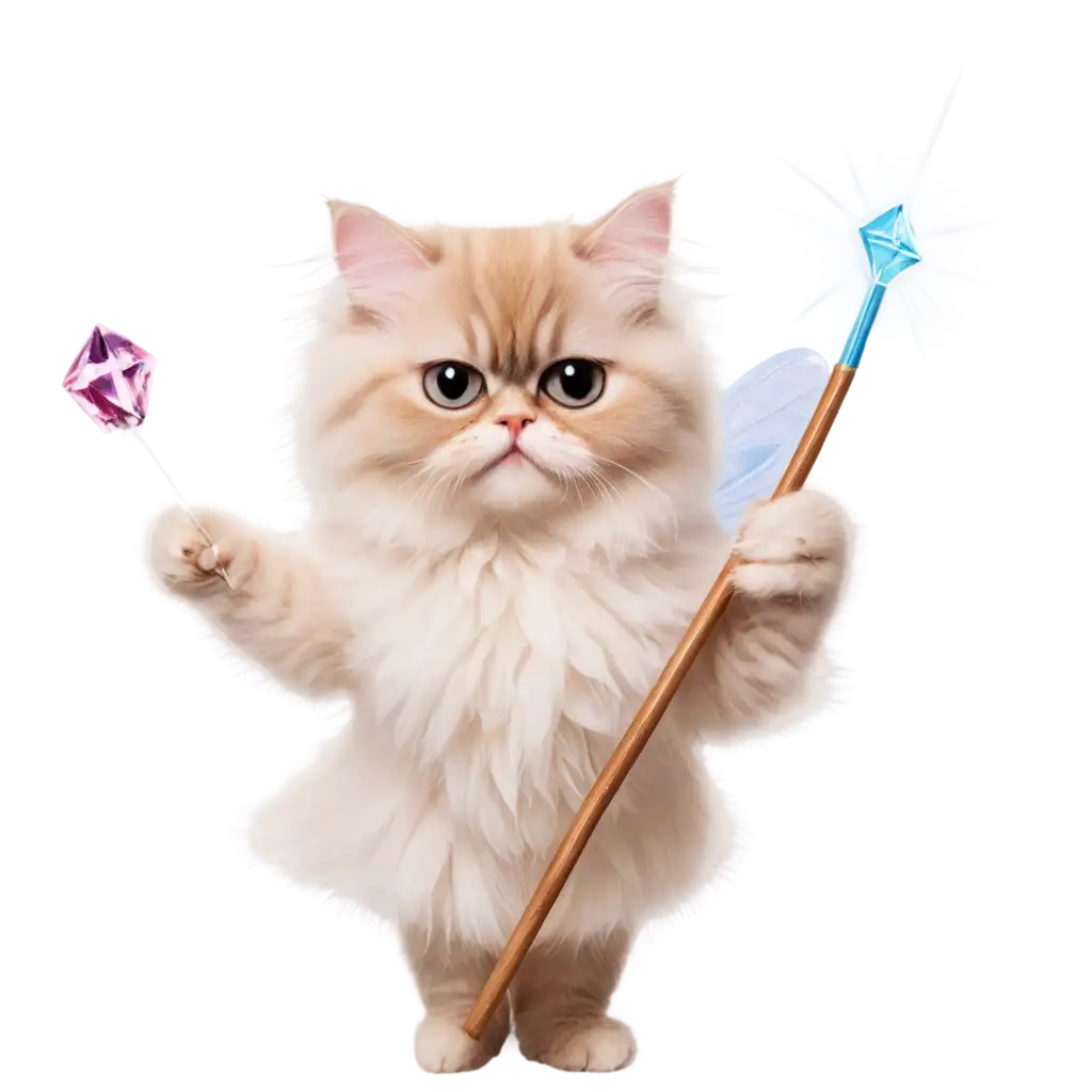 Cute-Persian-Cat-Fairy-PNG-Image-with-Crystal-Wand-Transparent-BackgroundPNG-Image-Usage-Guide