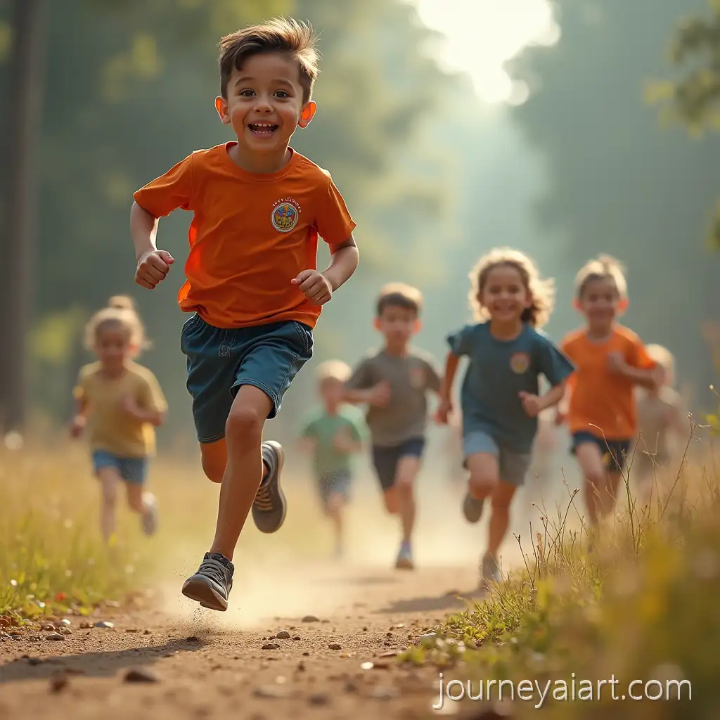 Athletic-Runner-Sprinting-Away-from-Group-of-Playful-Children-in-Action-Scene