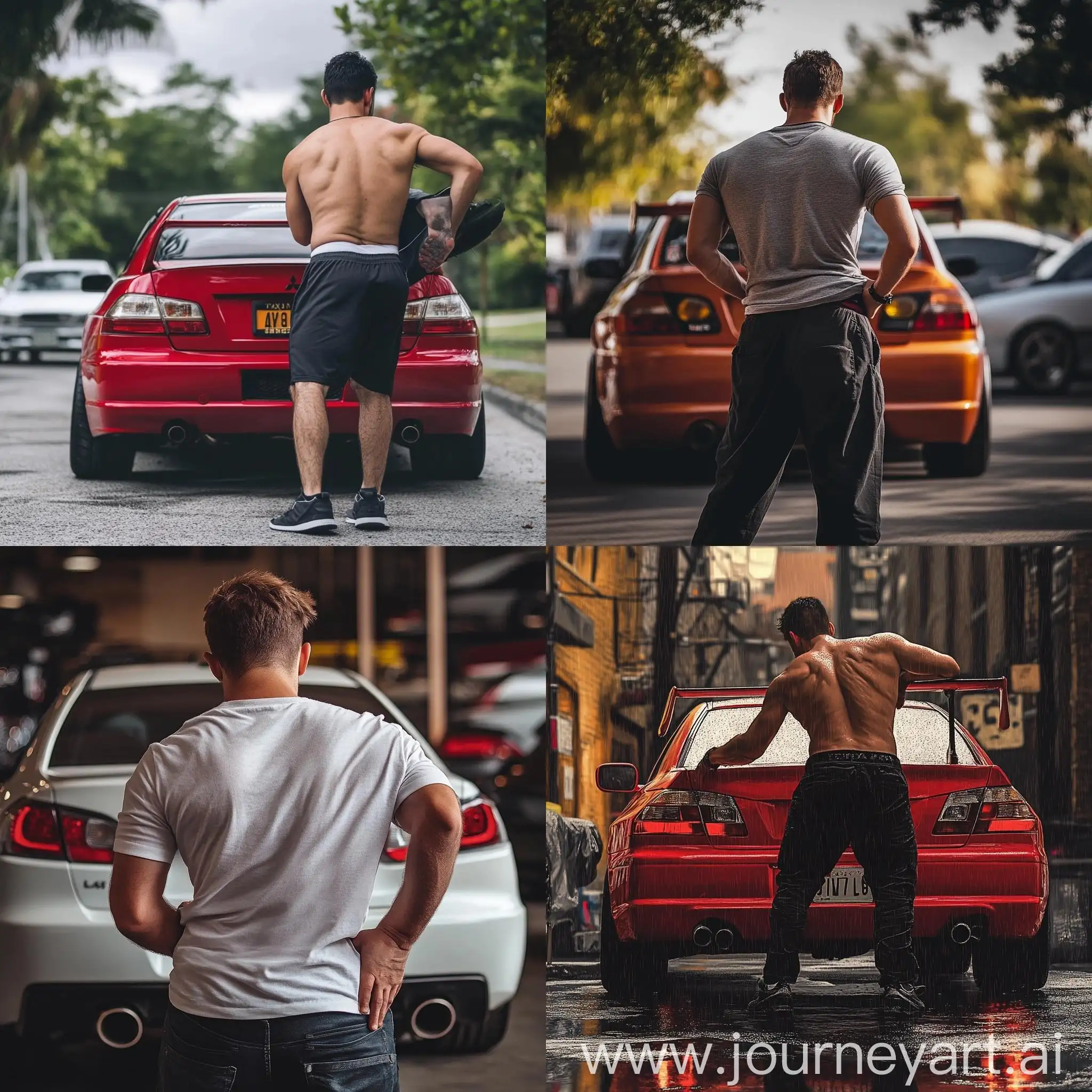 Man-Discontentedly-Inspecting-Mitsubishi-Lancer-Evolution-7