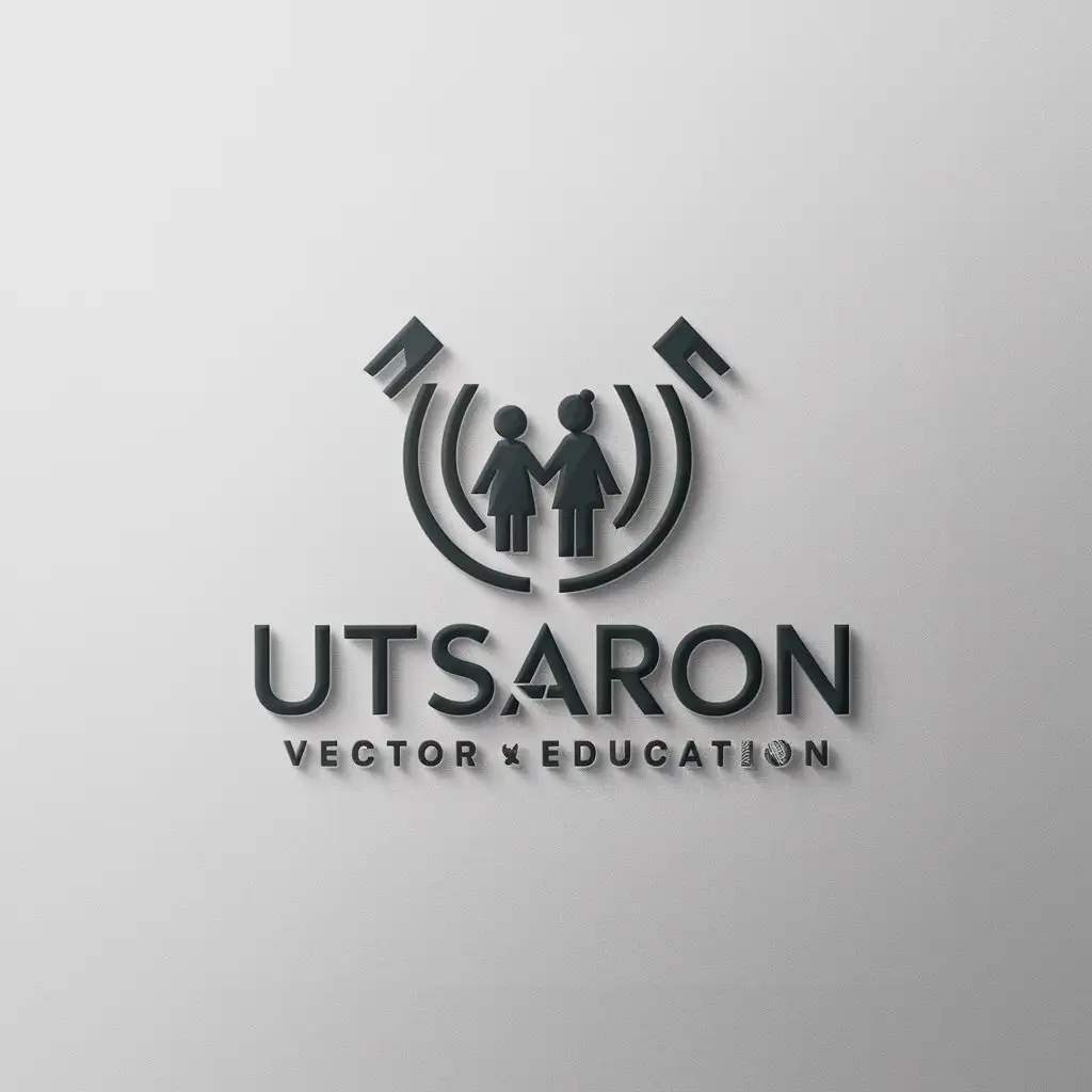 LOGO Design for Utsaron Minimalistic Typography with Kids and Parents Symbol for Education Industry