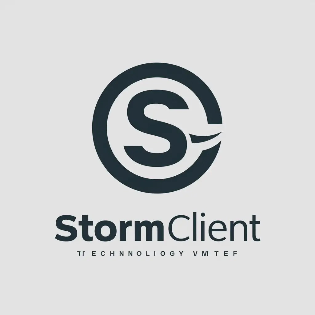 a vector logo design,with the text "StormClient", main symbol:StormClient
,Moderate,be used in Technology industry,clear background