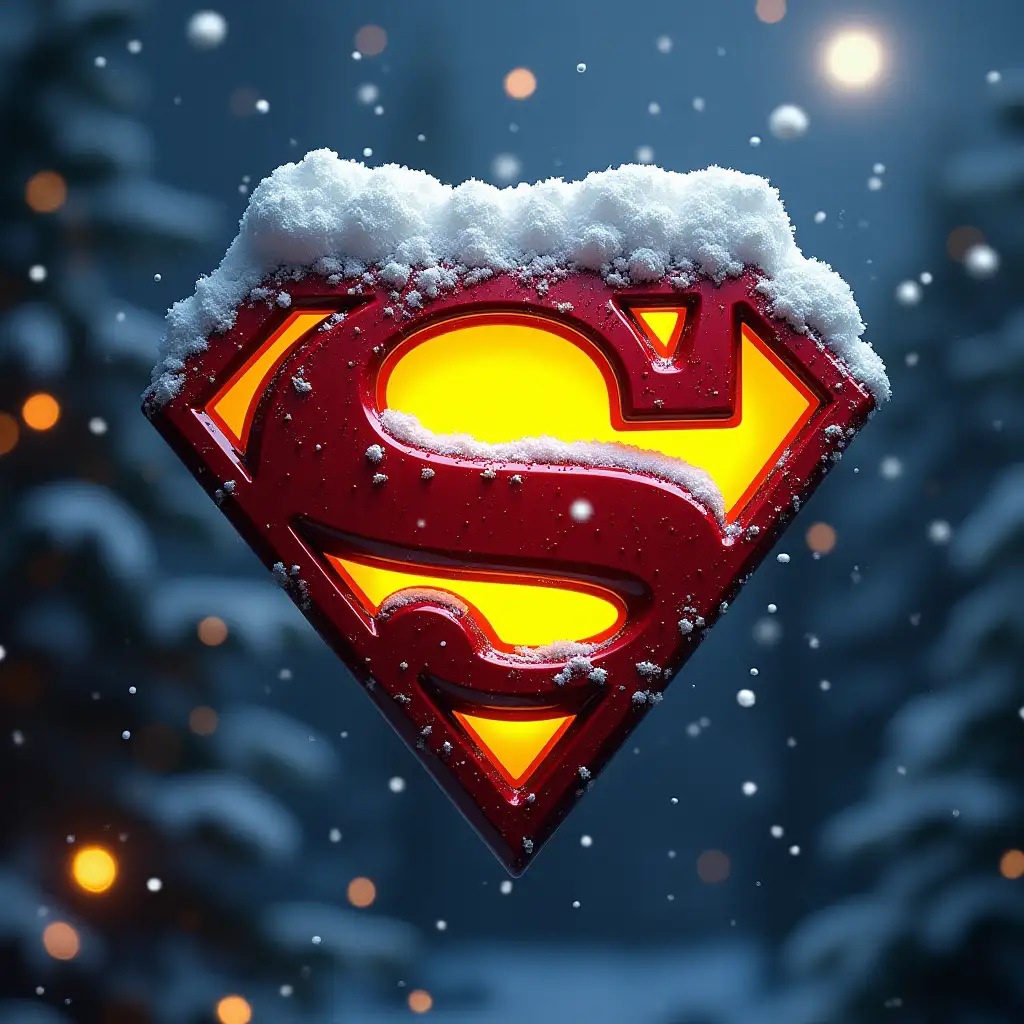 Dc comics classic superman logo in snow at Christmas