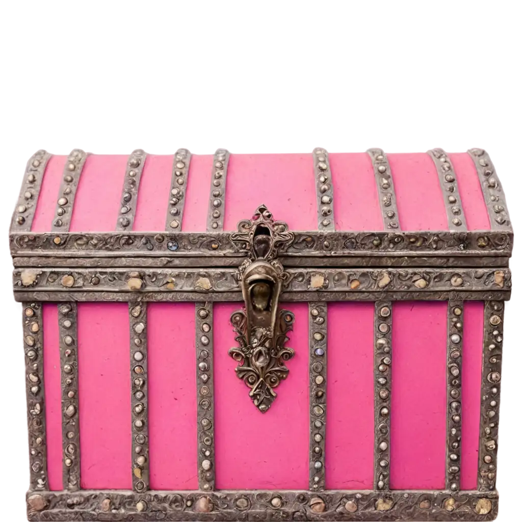 Pink-Chest-with-Treasures-PNG-Image-Side-View-with-Adorned-Stones-for-Creative-Projects