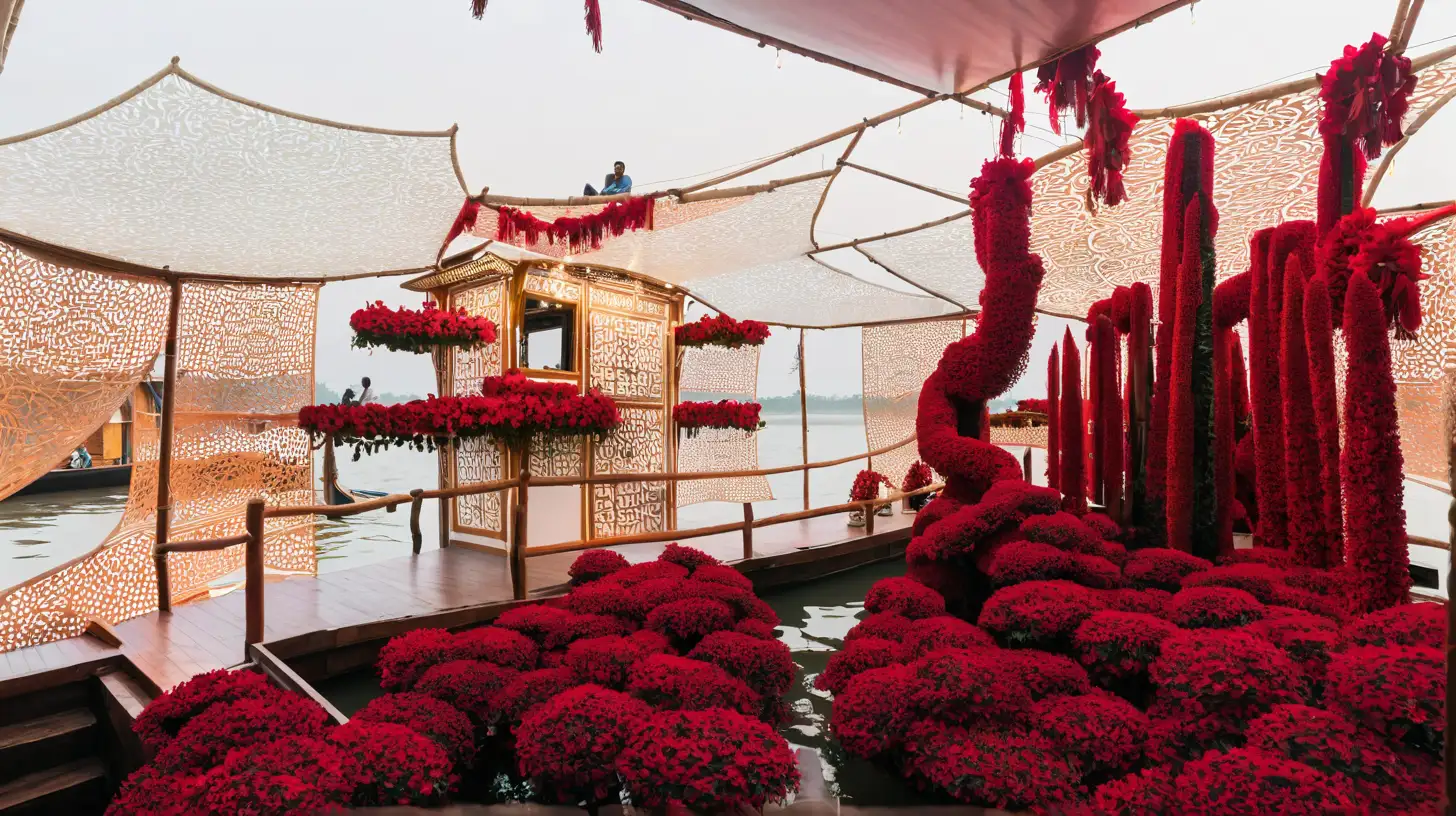 Floating Gallery Space with Large Installation on Kerala Houseboat