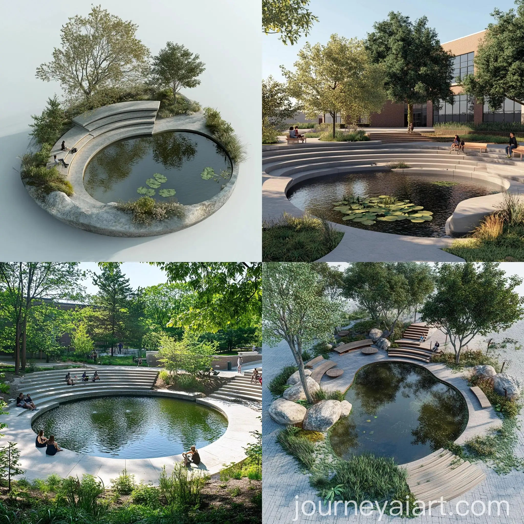 Natural-Round-Pond-with-Staircase-Seating-Area-for-Students