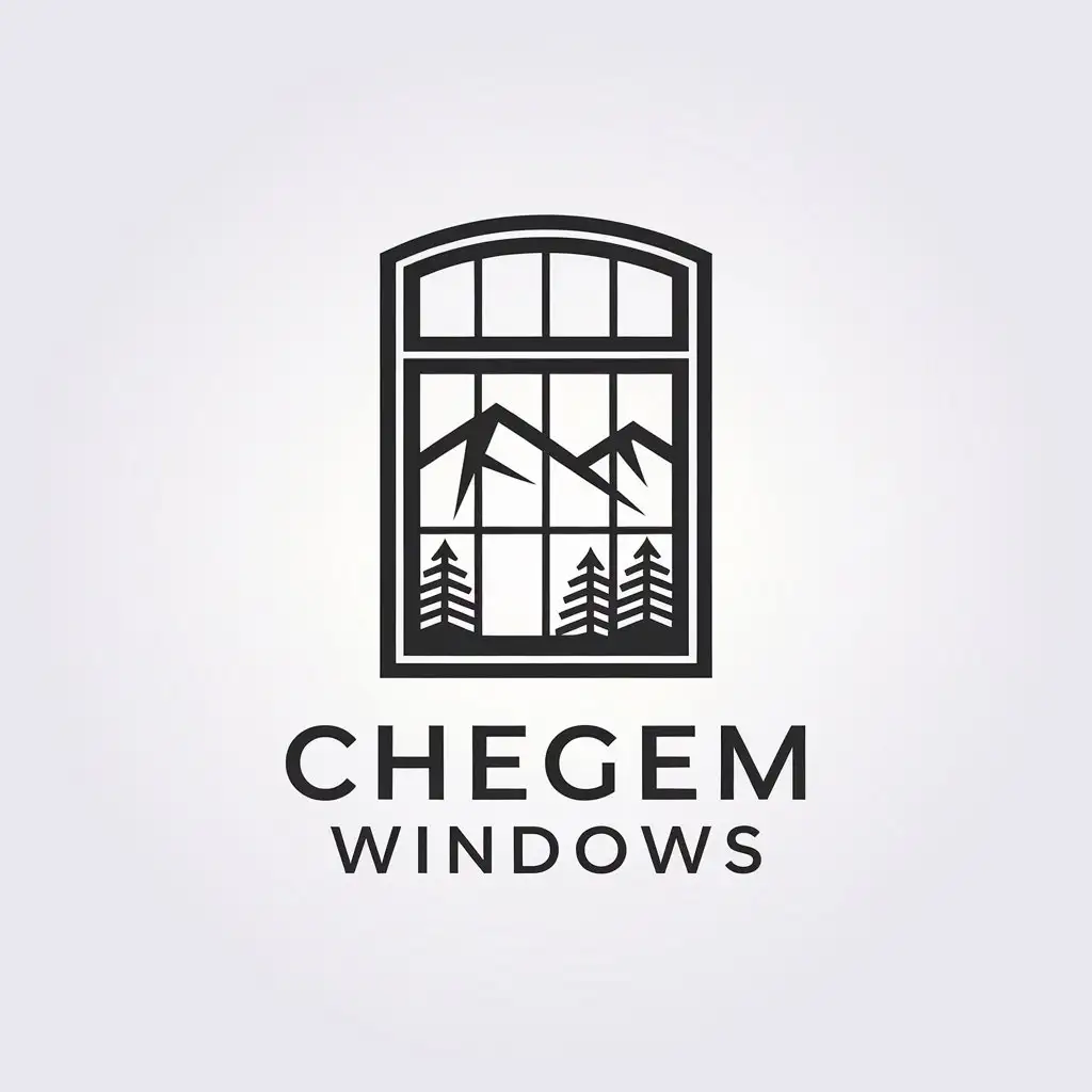 a vector logo design,with the text "Chegem Windows", main symbol:Window,Minimalistic,be used in Production industry,clear background