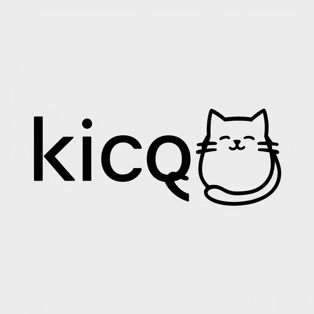 a logo design,with the text "KICQ", main symbol:Cozy cat,Moderate,be used in Internet industry,clear background