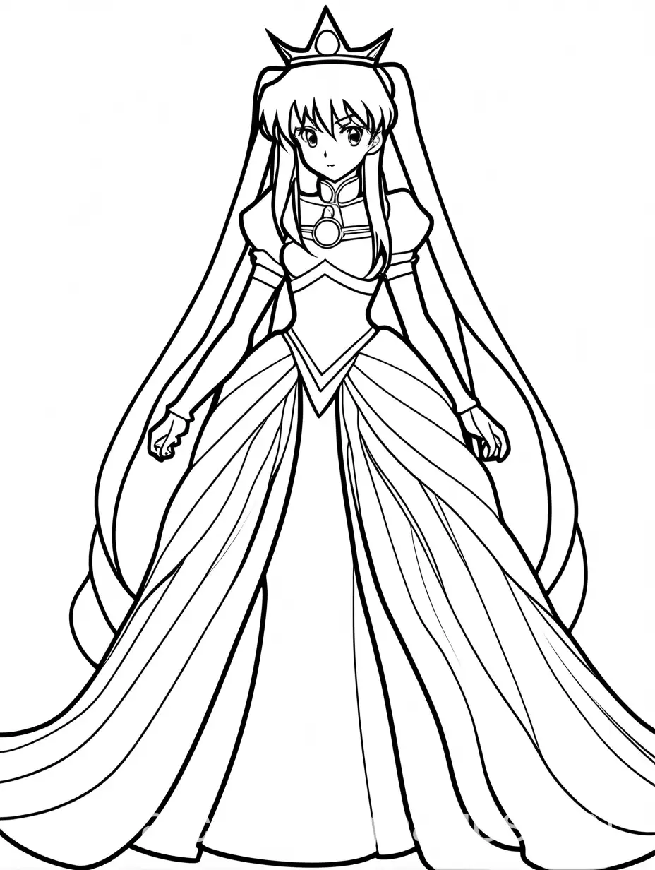 Asuka-Langley-Soryu-as-a-Princess-Coloring-Page-for-Kids