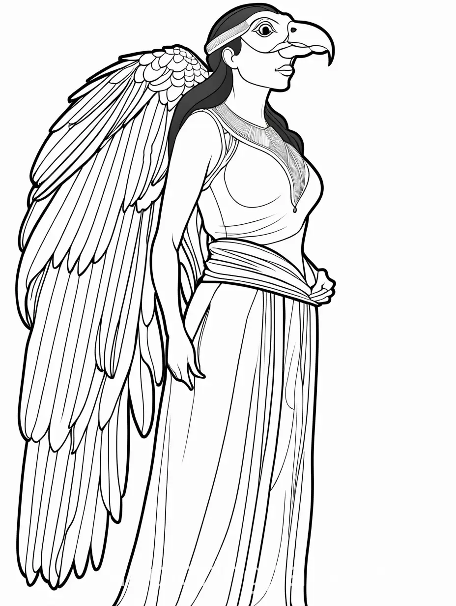 Hispanic-Woman-Shapeshifting-into-a-Vulture-Coloring-Page