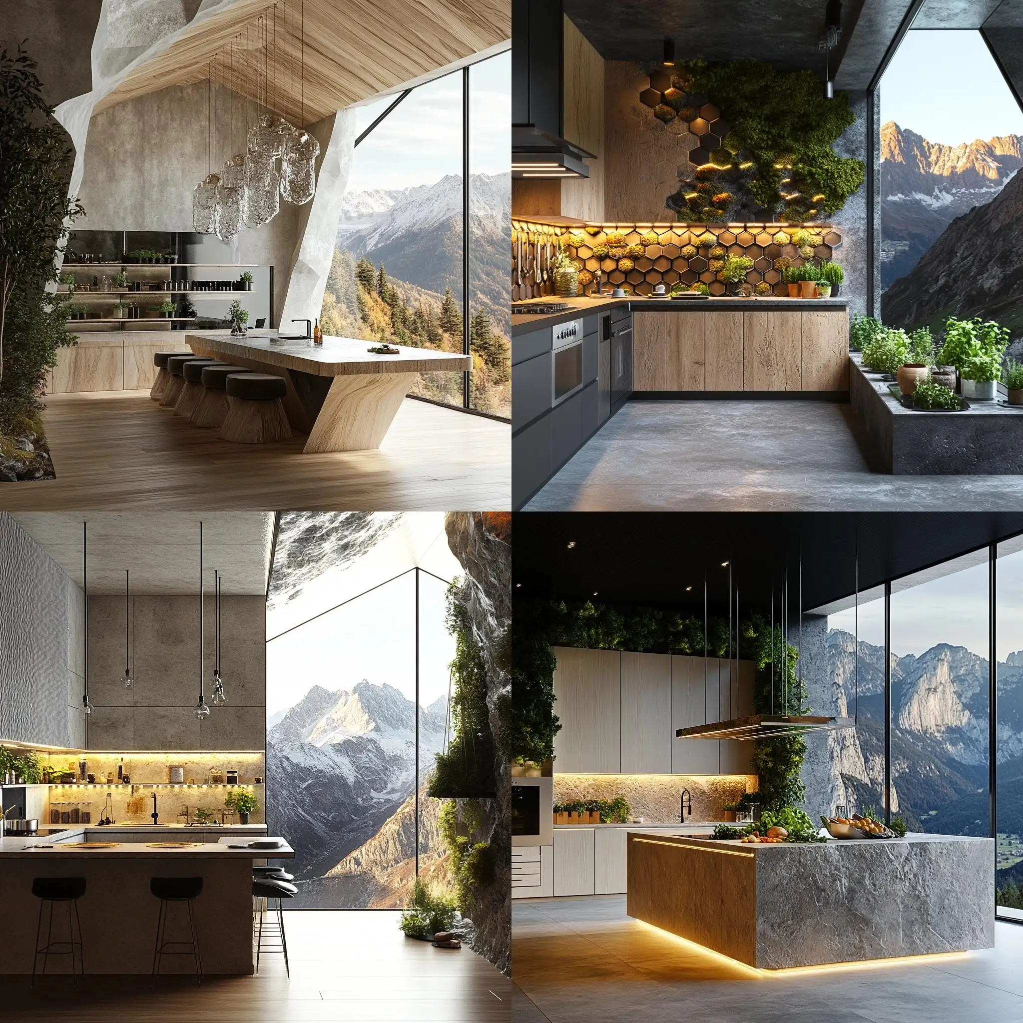 Luxury-Mountain-Kitchen-with-Bionic-Style-Interior-and-Panoramic-Sunset-View