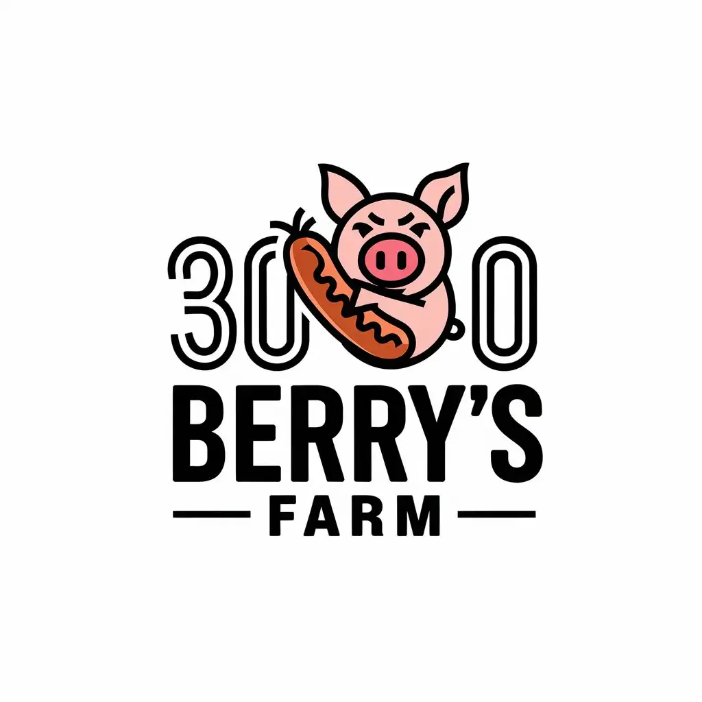 LOGO Design for 3000 Berrys Farm Pig and Smoked Sausage with Minimalist Style