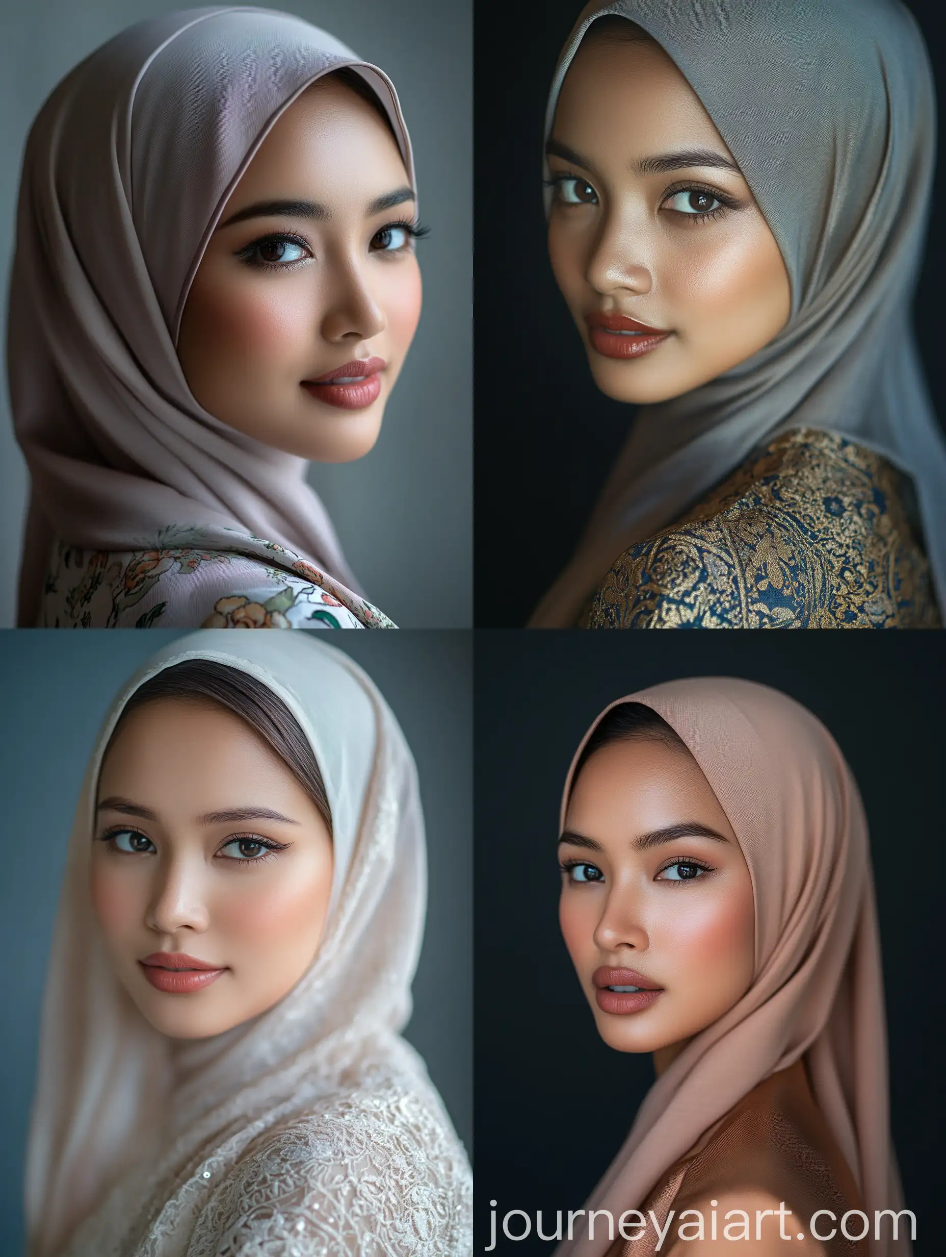 Elegant-CambodianMalay-Woman-in-Studio-Portrait-with-Hijab-and-Baju-Kurung-Labuh