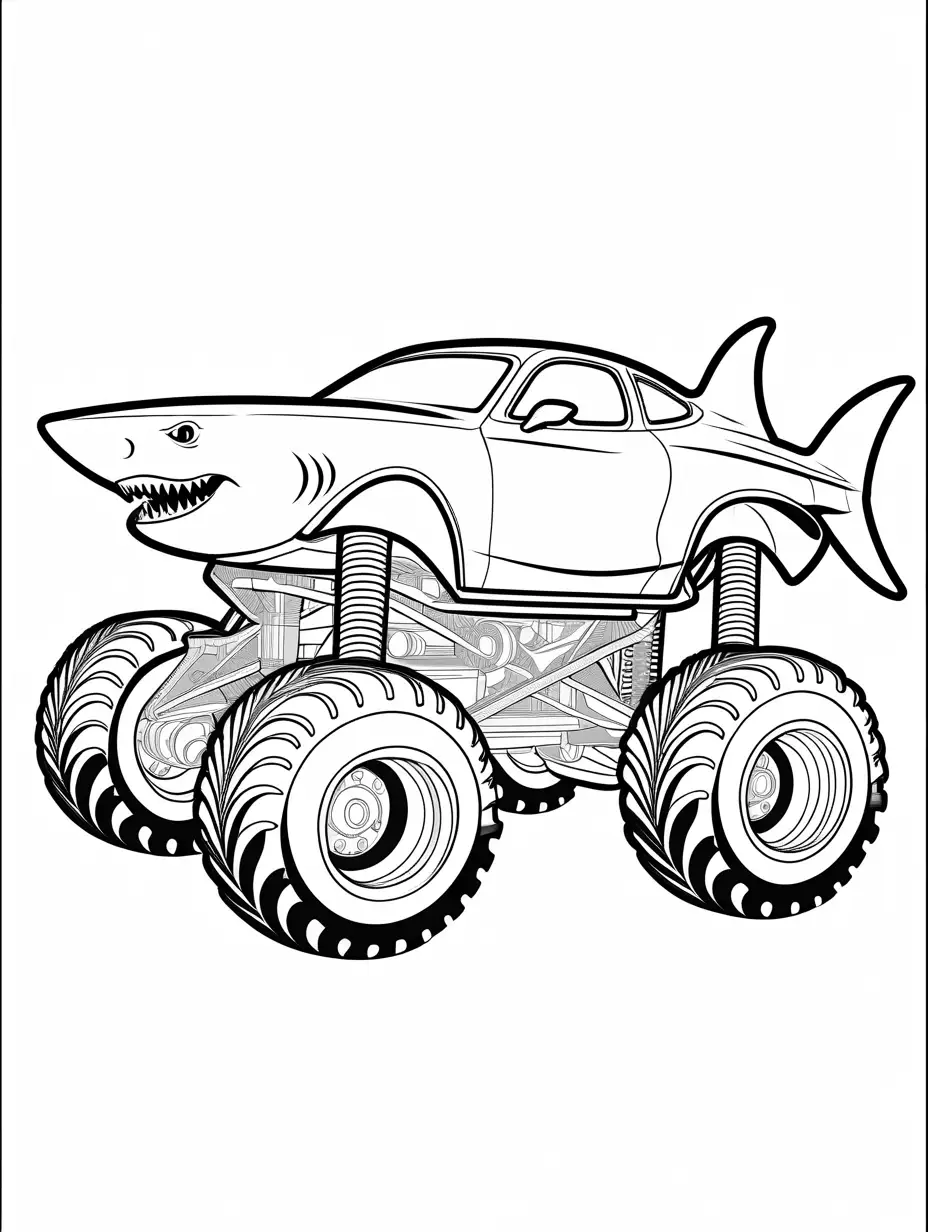 Shark-Hybrid-Monster-Truck-Coloring-Page