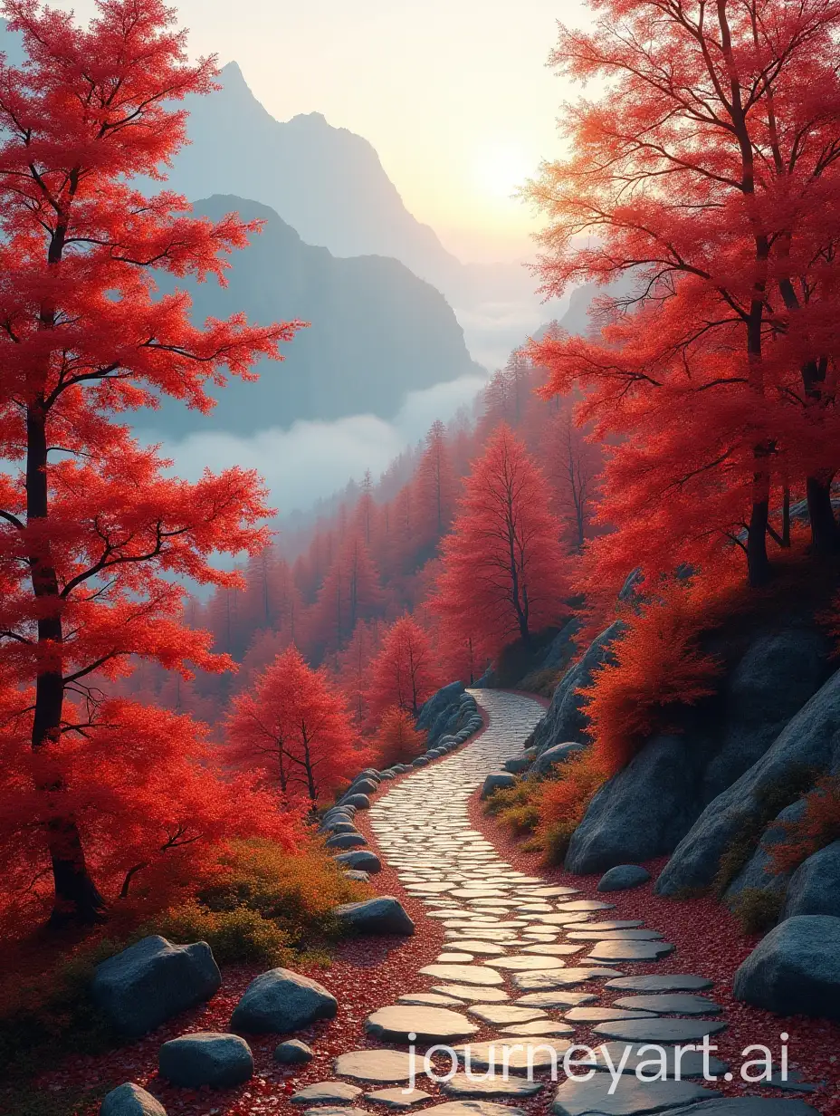 Serene-Autumn-Journey-Through-a-Mountain-Path