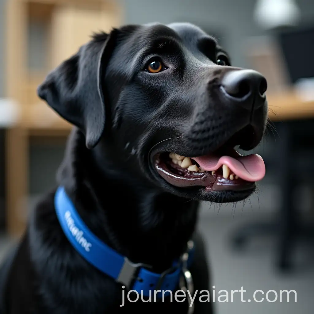 Black-Labrador-Protecting-Digital-Business-Cards-in-Office-Setting