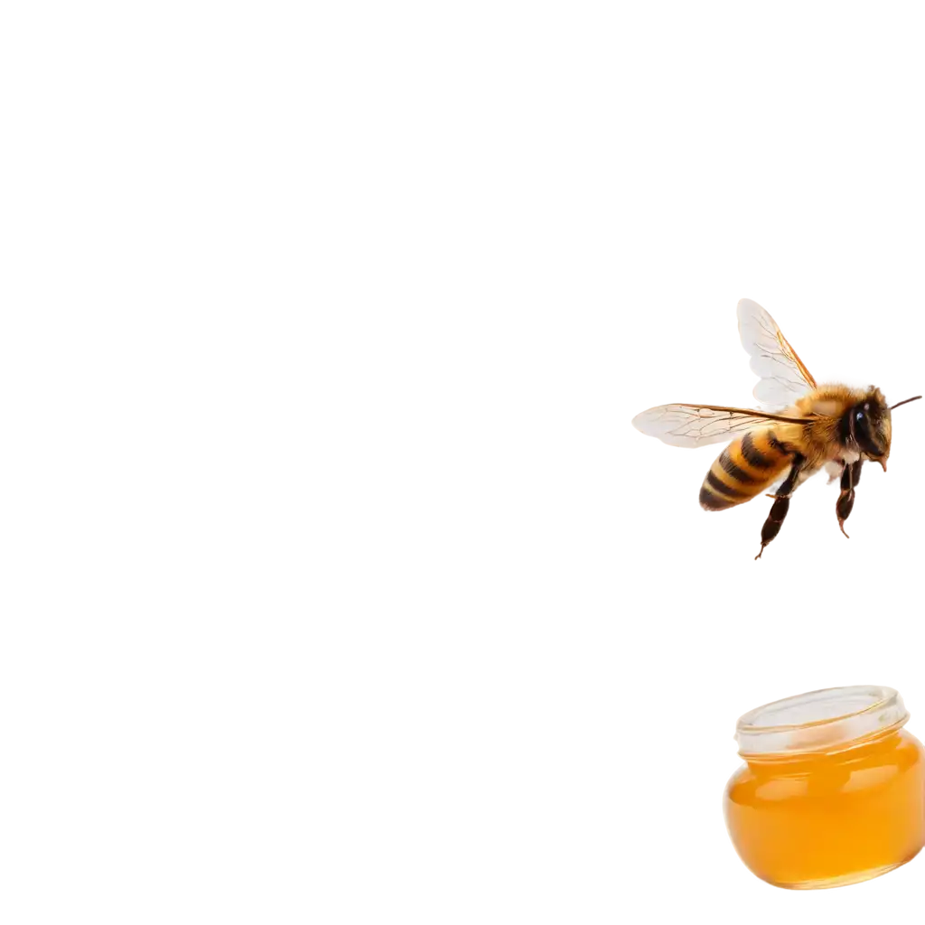 Beautiful-Bee-on-the-Top-Left-of-a-Honey-Jar-PNG-Image-Perfect-for-Clear-HighQuality-Designs