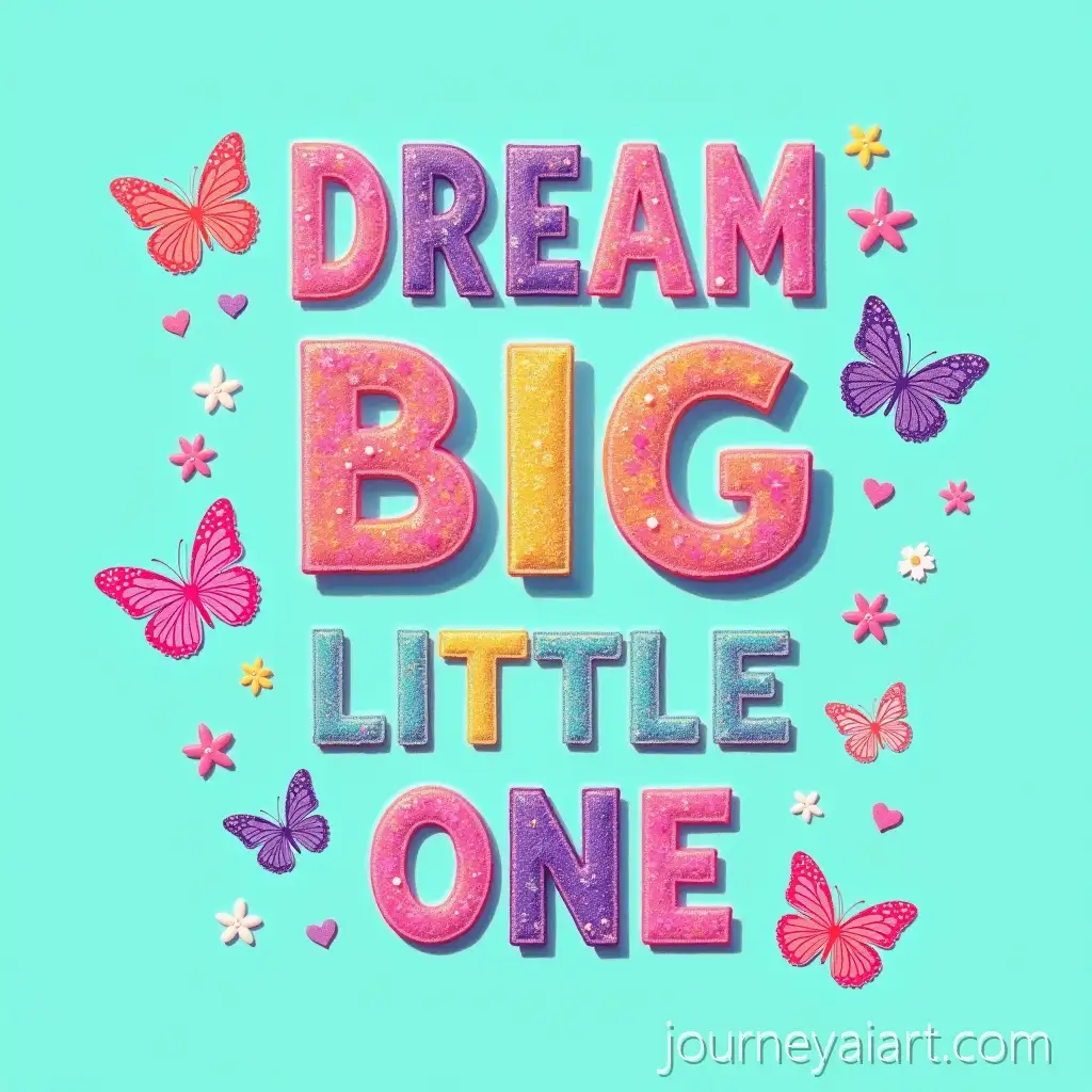 Dream-Big-Little-One-Glitter-Typography-with-Butterflies-on-Turquoise-Background