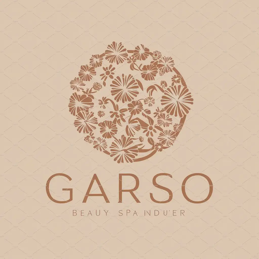 a vector logo design,with the text "Garso", main symbol:Circle of flowers,Moderate,be used in Beauty Spa industry,clear background