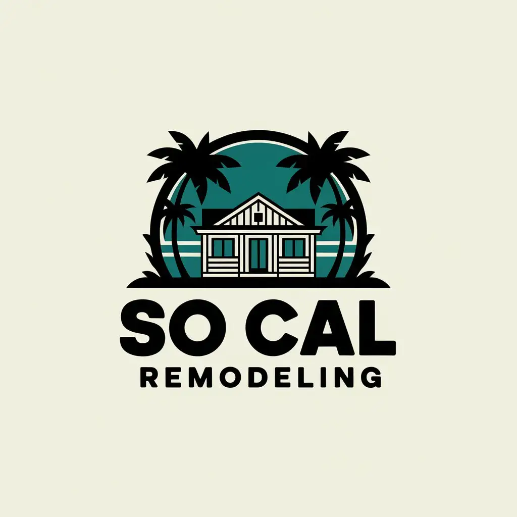 LOGO Design for So Cal Remodeling Vintage Coastal Theme with House Elevation and Project Management Elements