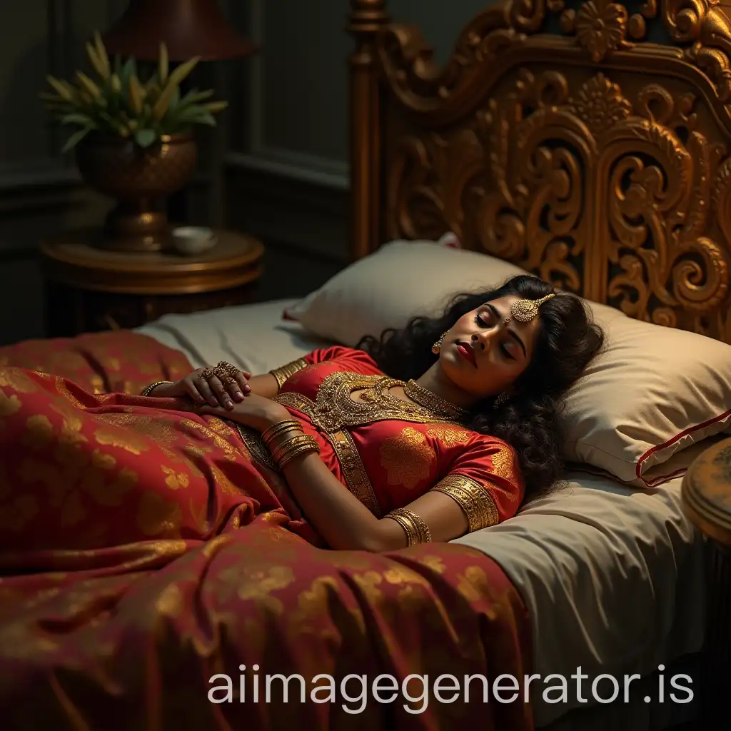 Ancient-Tamil-Queen-Sleeping-in-Luxury-Bed-with-King