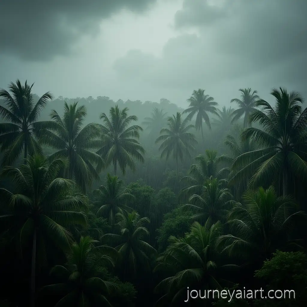 Tropical-Rainstorm-in-Dense-Lush-Forest-with-Coconut-Trees-and-Palms