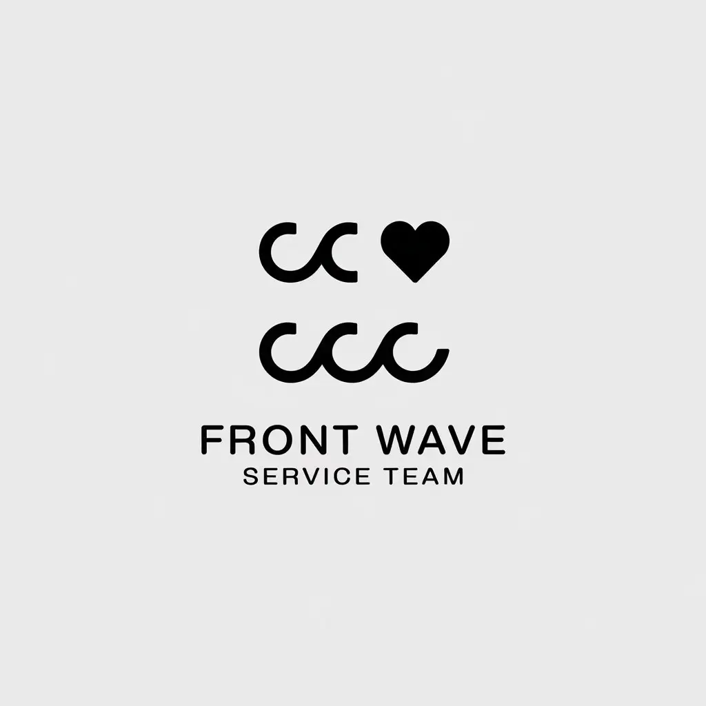 a vector logo design,with the text "front wave service team", main symbol:Waves, submarine, heart,Minimalistic,clear background