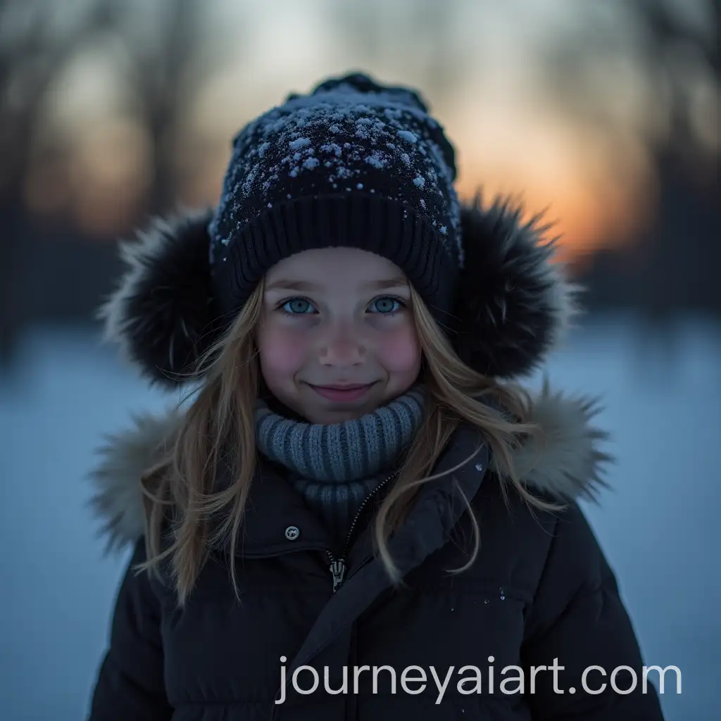 Young-Girl-with-Ears-in-a-Cold-Evening-Setting