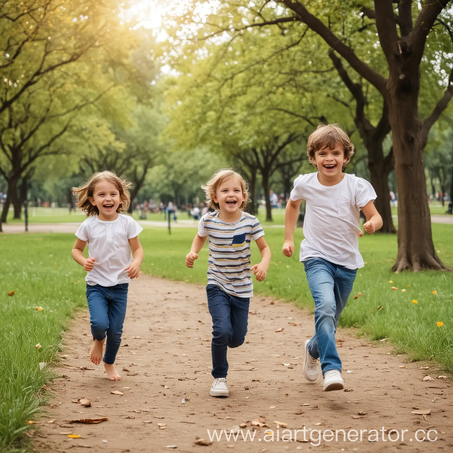 Happy kids playing in the park