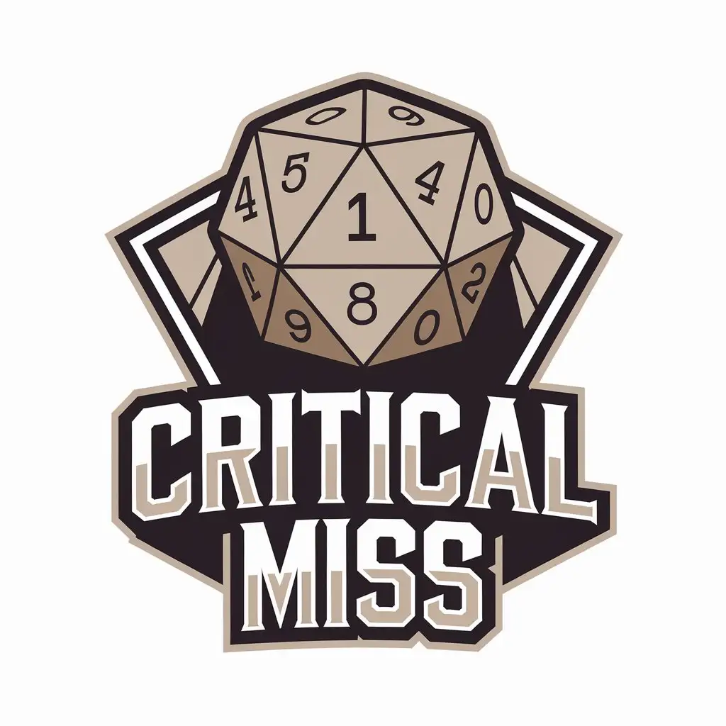 LOGO Design for Critical Miss 20Sided Die Rolled to Number 1 in Vector Style for Entertainment Industry