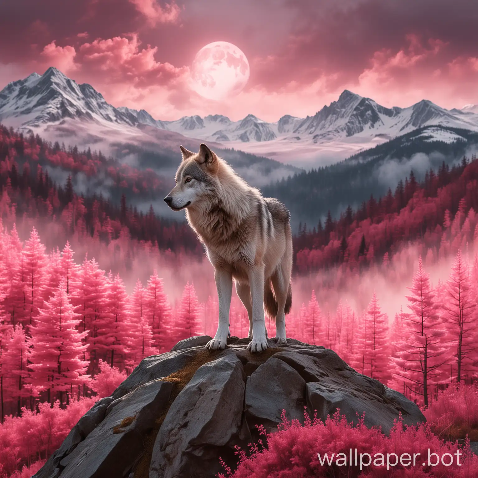 Majestic-Wolf-in-a-Pink-Forest-Landscape