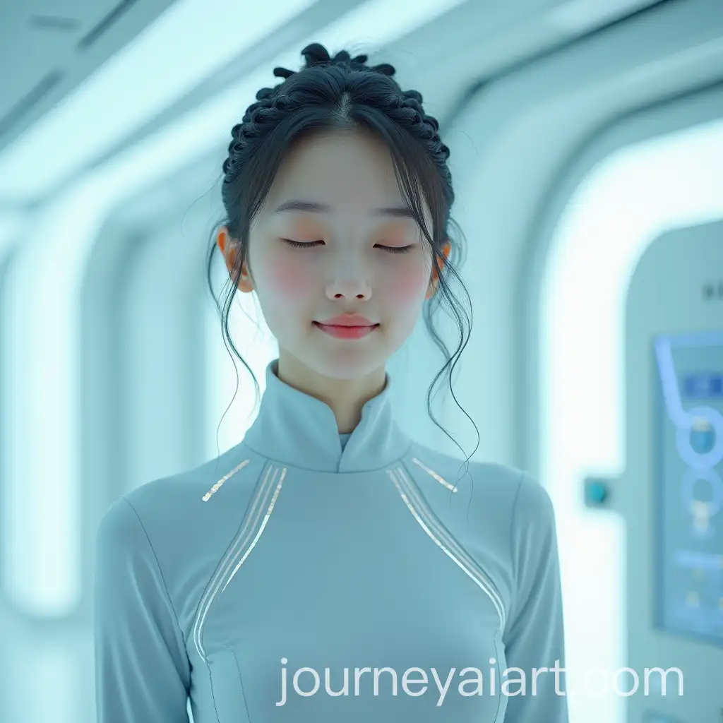Futuristic-Asian-Girl-in-Medical-Bay-withAI-Image-Prompt-Expansion-Bioluminescent-Dress-and-Cybernetic-Hairstyle
