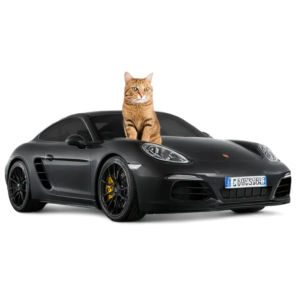 a cat who drives a porsche