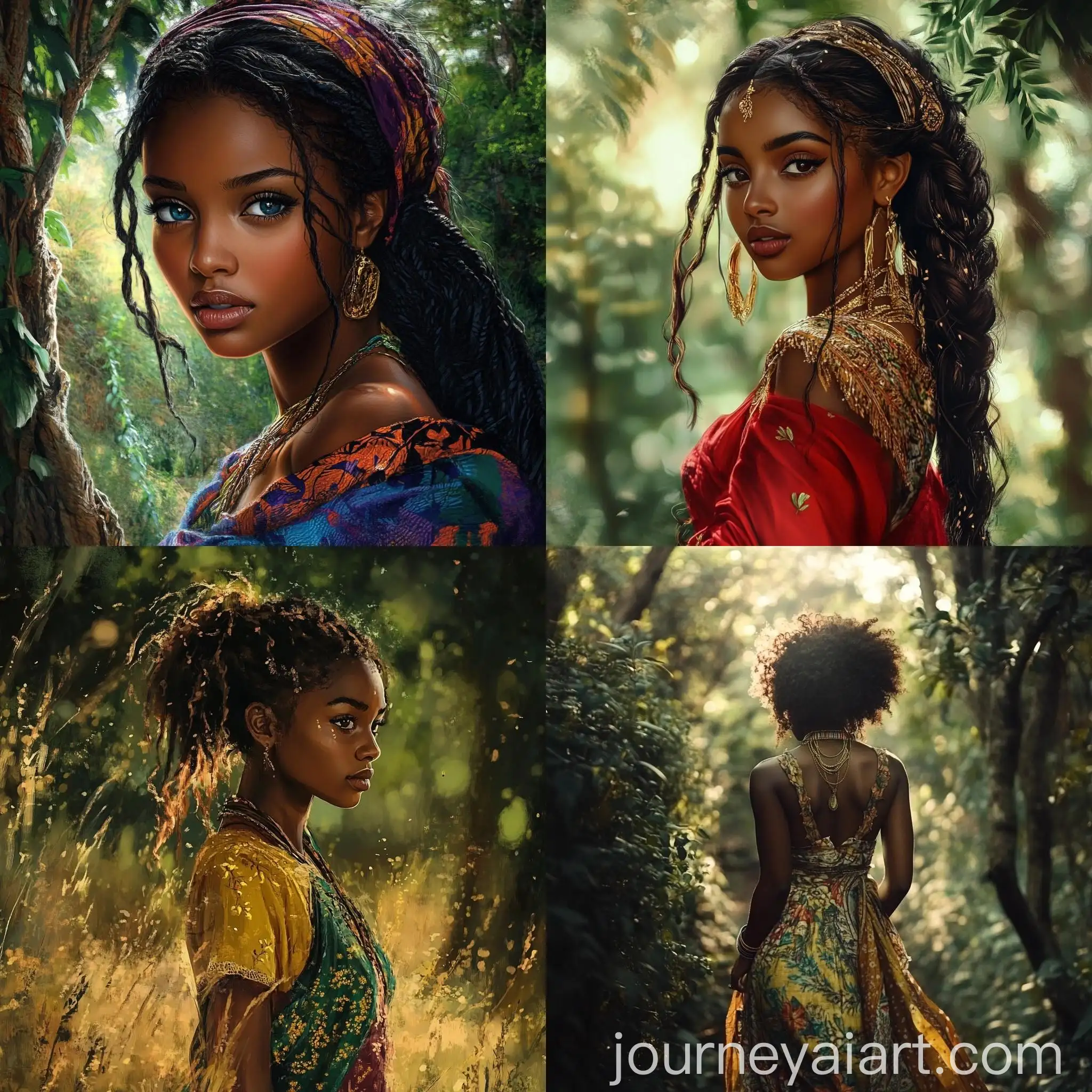 Ethiopian-Girl-Walking-in-Enchanting-Forest