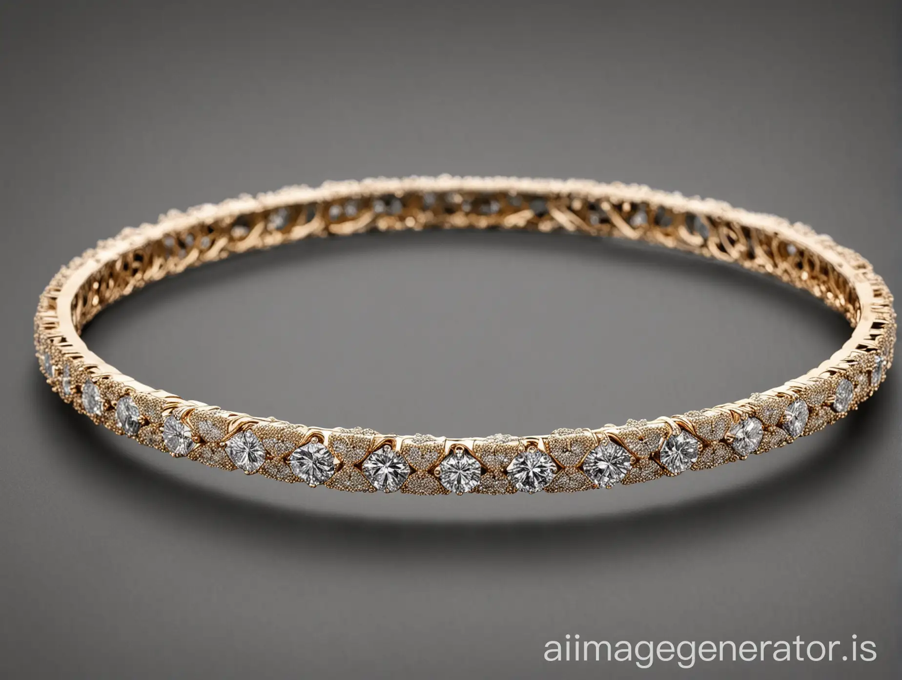 Elegant-Thick-Diamond-Bangle-Featuring-Varied-Diamond-Shapes