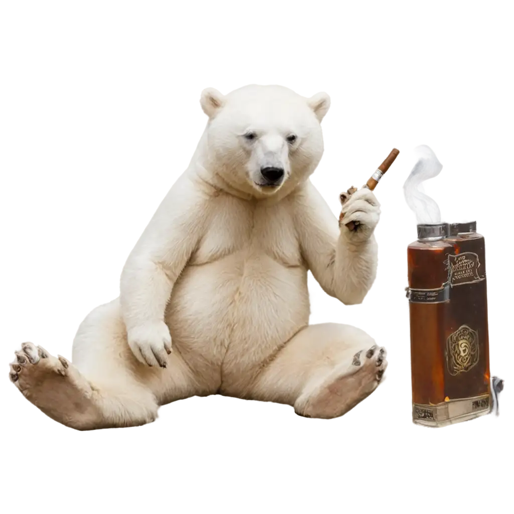 A white bear smoking a cigar