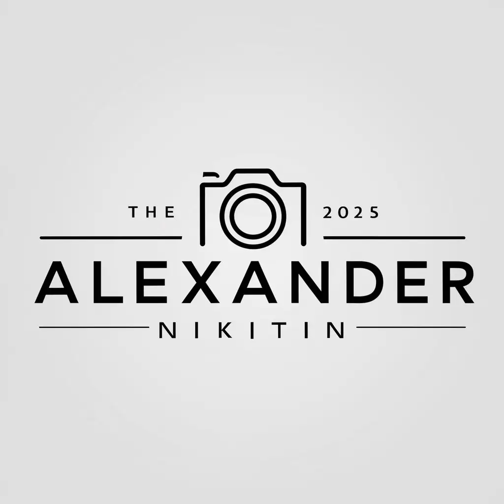 a logo design,with the text "Alexander Nikitin", main symbol:camera, photographer,Minimalistic,be used in photographer industry,clear background