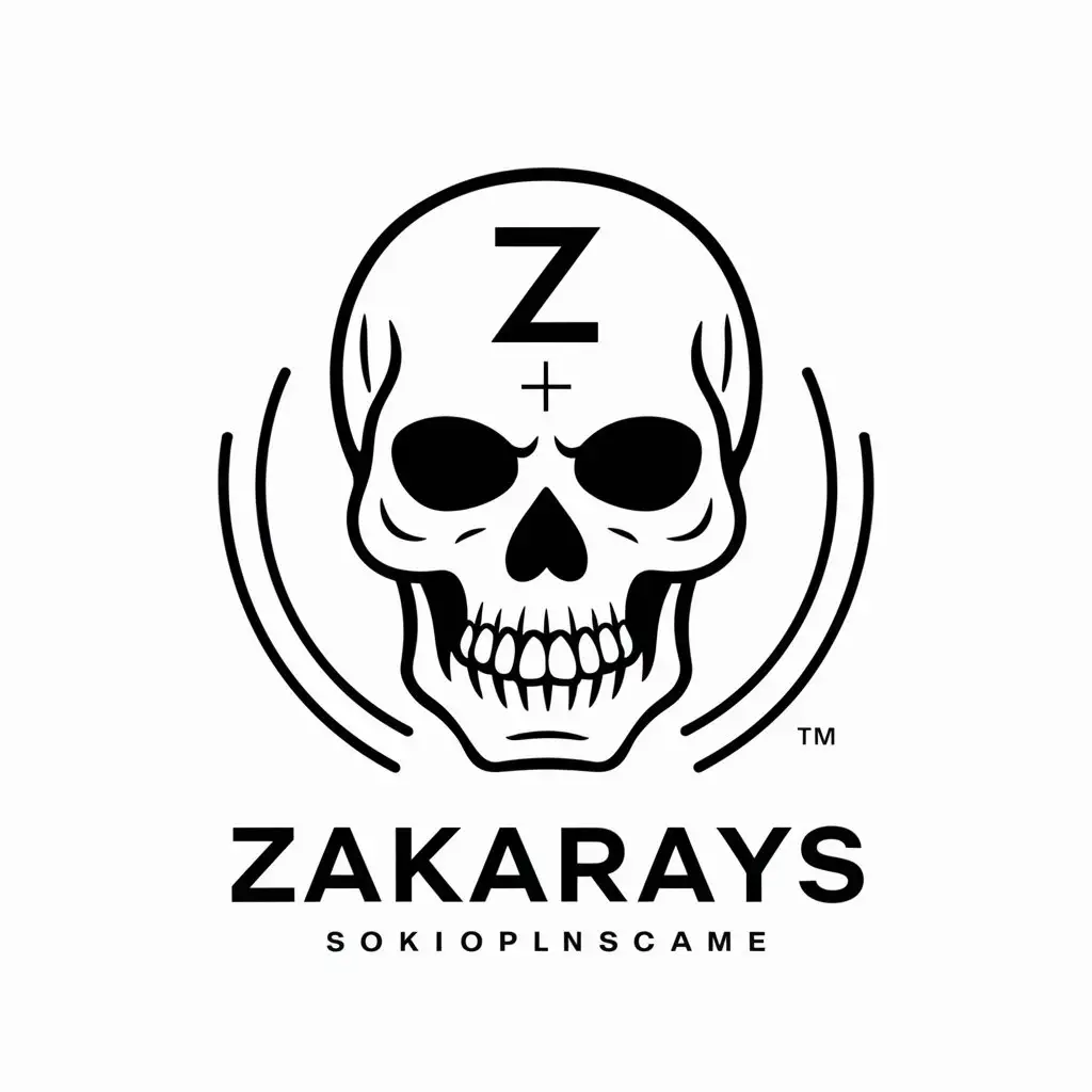 a vector logo design,with the text "Zakarays", main symbol:skull,Moderate,be used in It industry,clear background