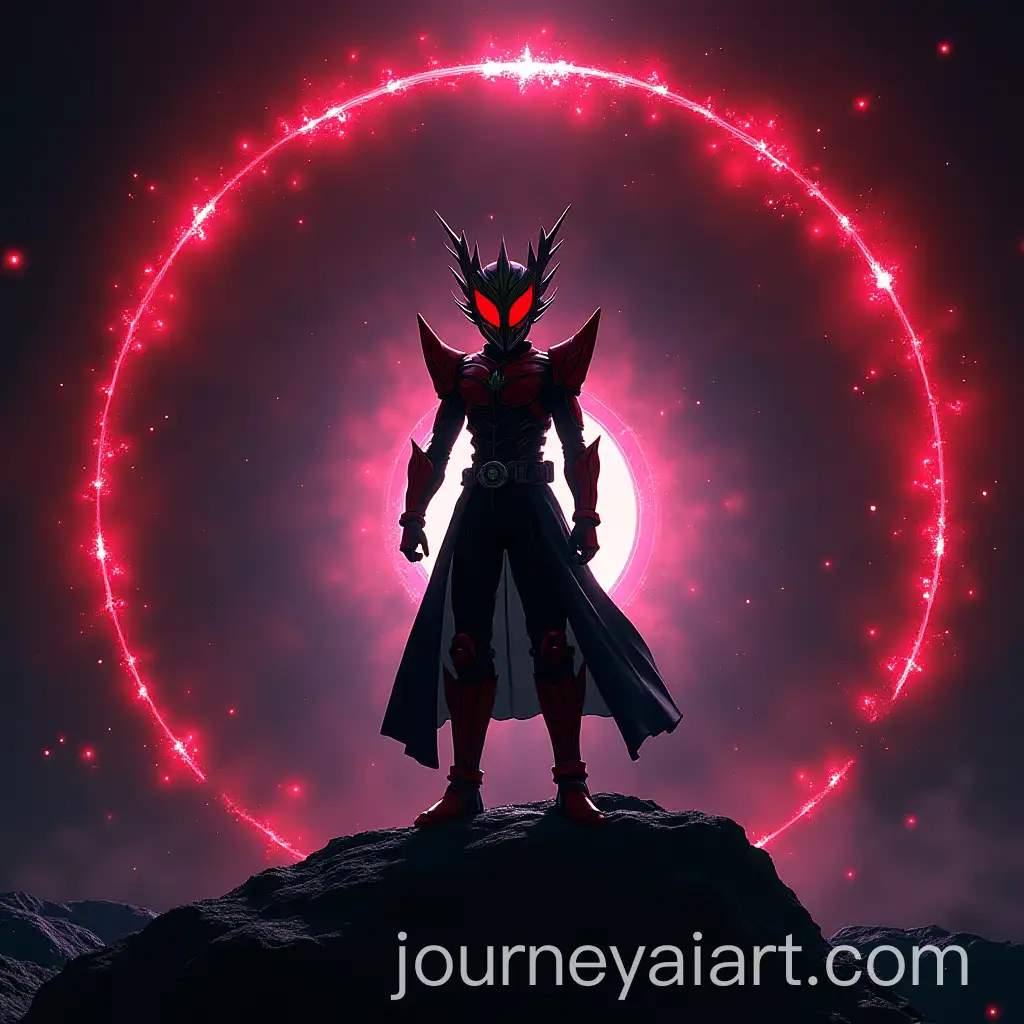 Heroic-Kamen-Rider-Confronting-a-Black-Hole-in-a-Cosmic-Battle