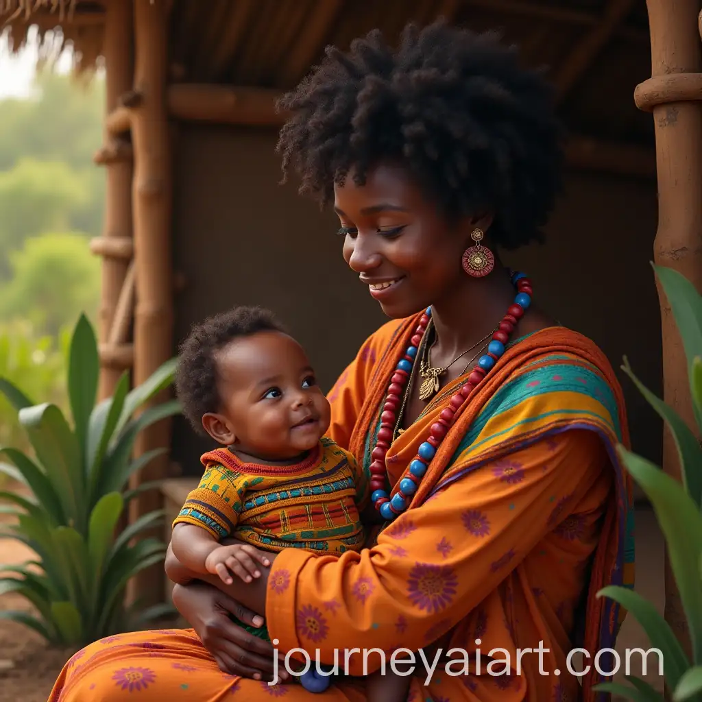 African-Mother-Cradling-Baby-Moses-in-Vibrant-Hut-Setting