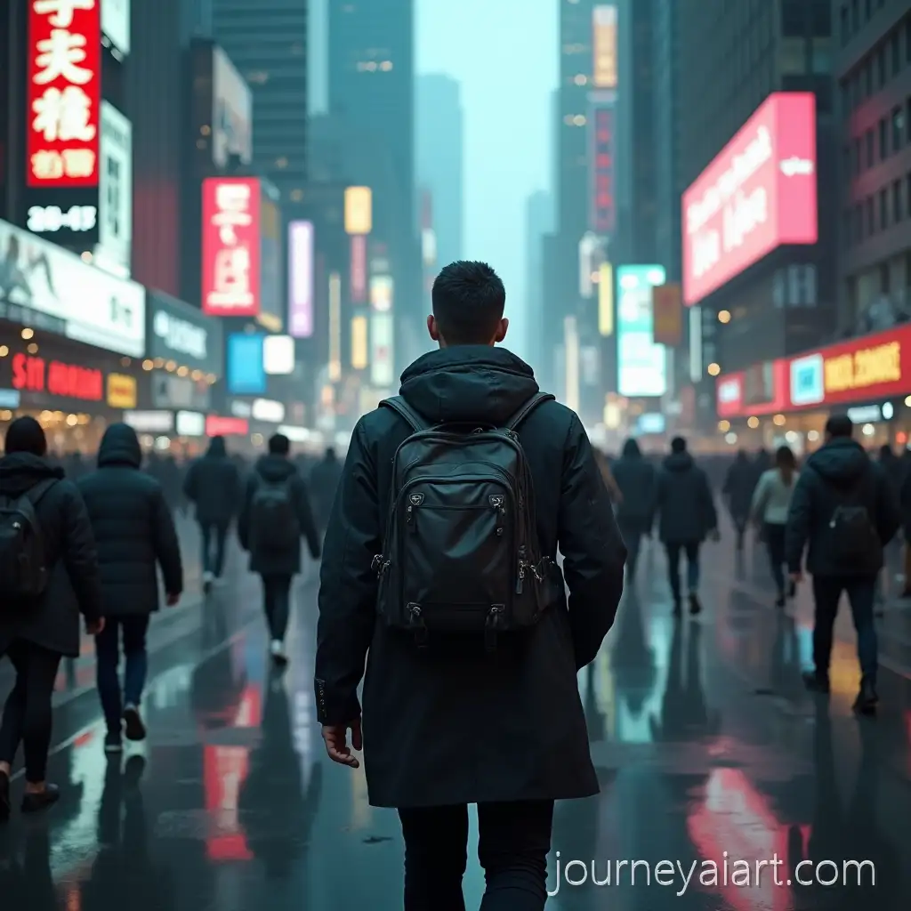 Man-Walking-Through-a-Busy-Futuristic-NewFuturistic-man-in-NYC-York-City-in-a-Cyberpunk-Style