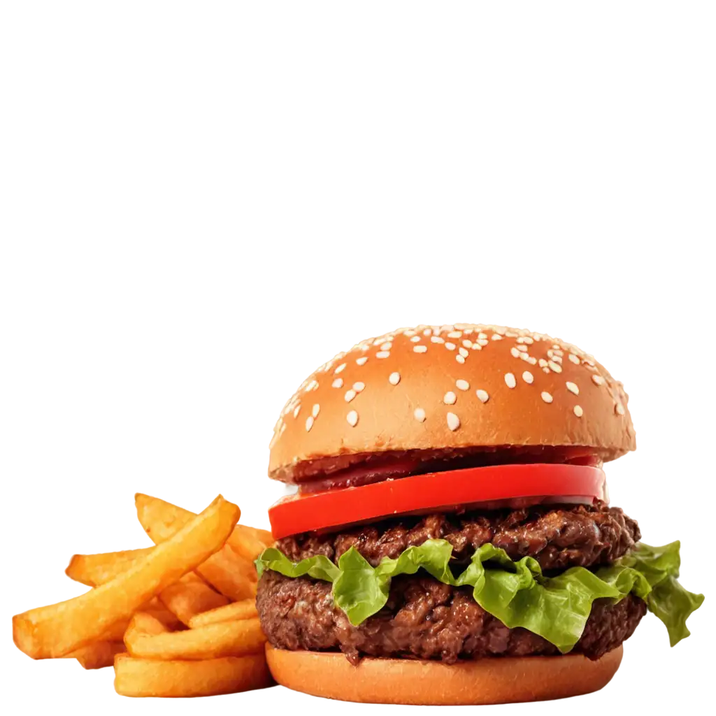 Juicy-and-Spicy-Burger-with-Potato-Chips-PNG-Image-Savory-Delights-Captured-in-High-Quality