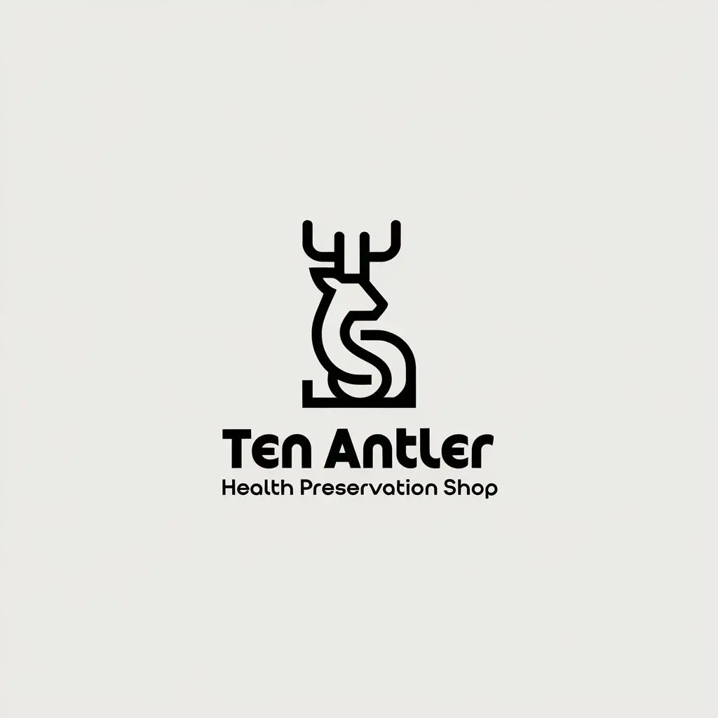 LOGO-Design-for-Ten-Antler-Health-Preservation-Shop-Minimalistic-Deer-and-S-Combination-for-Retail-Industry