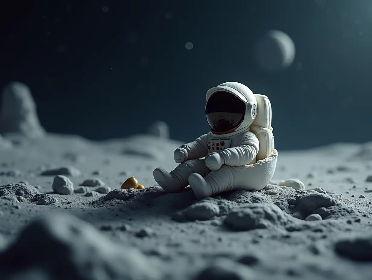 a tiny astronaut hatching from an egg on the moon