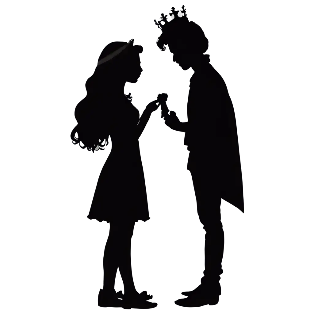 Prince And Princess Silhouette facing each other