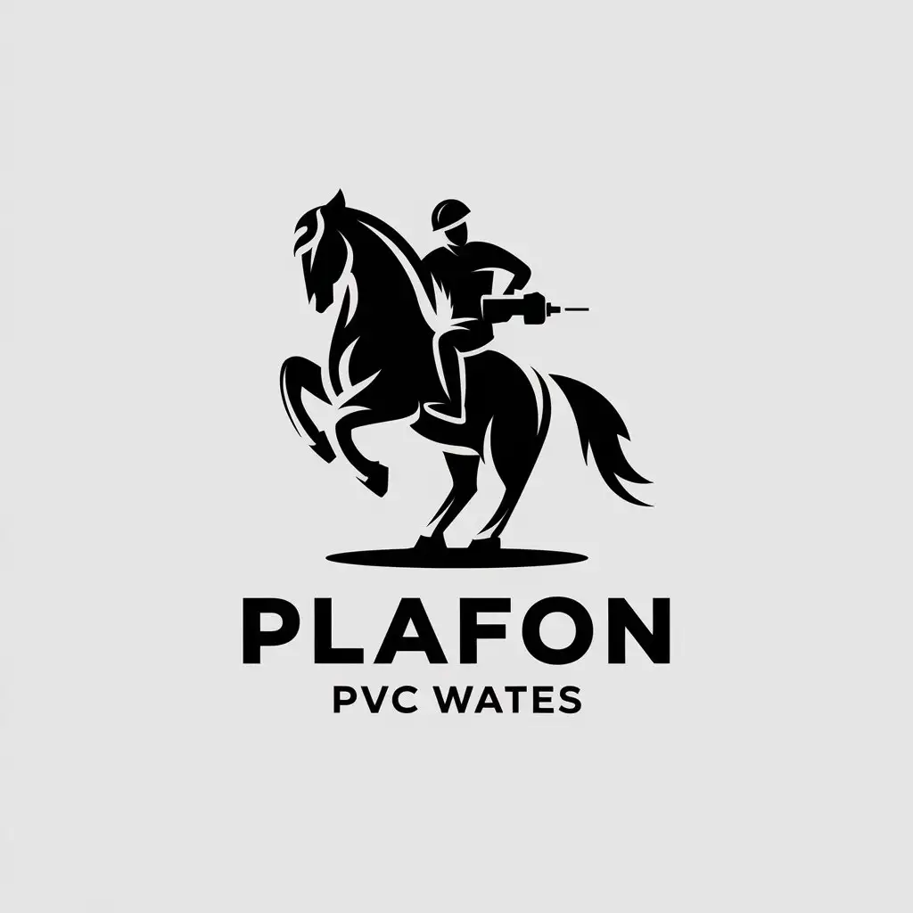 LOGO Design For Plafon PVC Wates Dynamic Horse Rider with Impact Drill in Monochrome