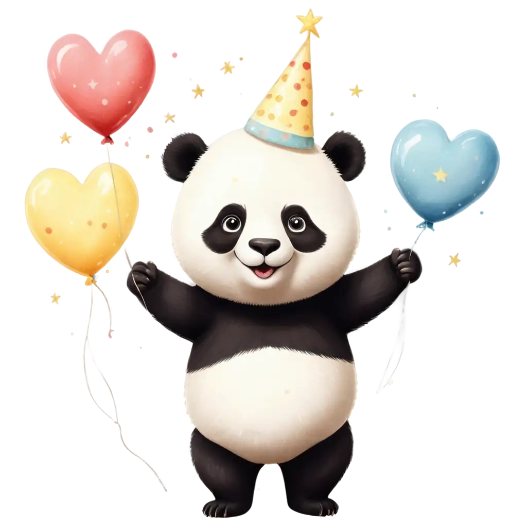 Cute-Cartoon-of-Happy-Panda-Holding-a-Balloon-PNG-Image