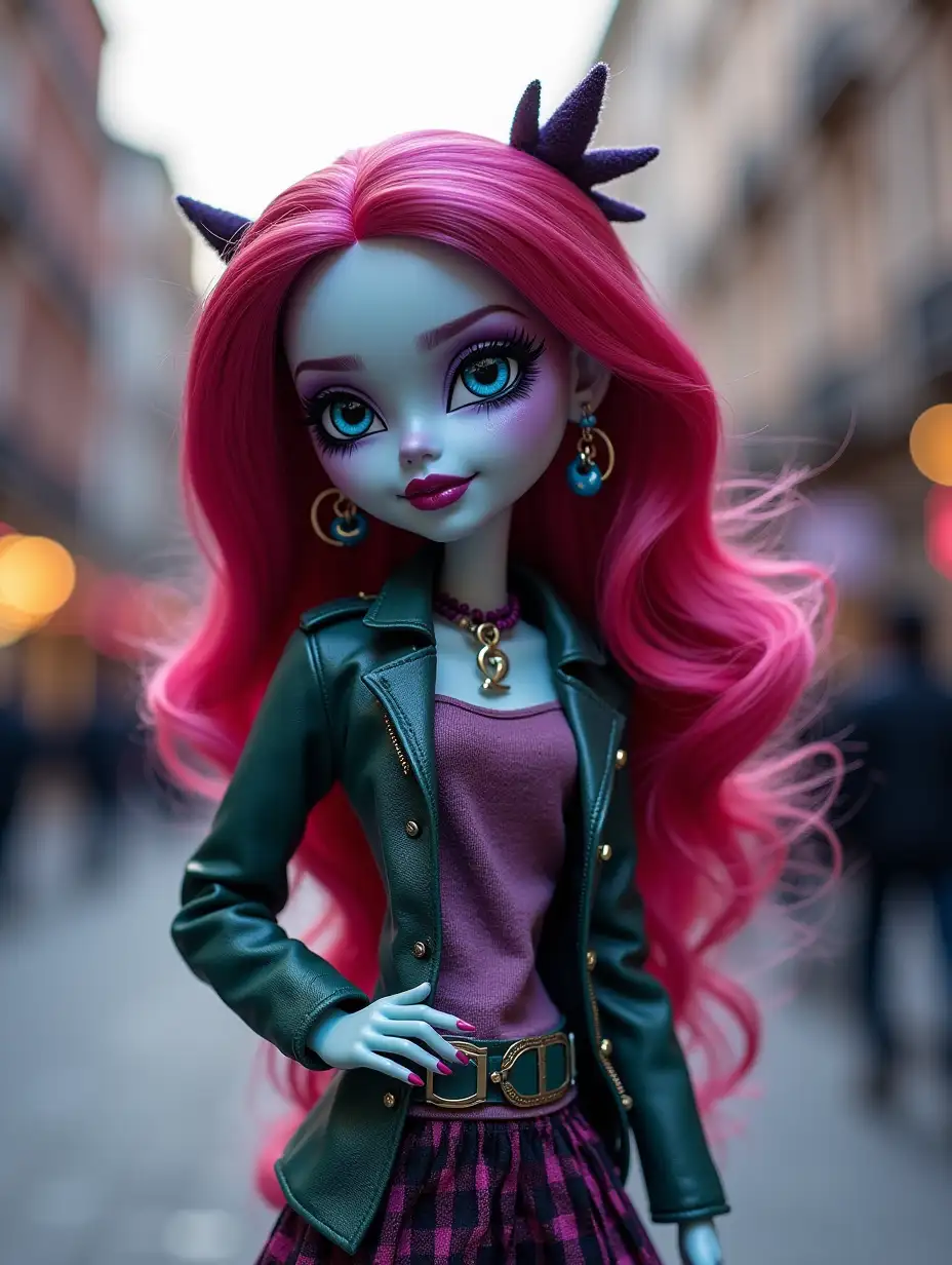 Monster High Custom Doll posing on a city street